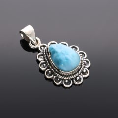 Csepp Larimar Ezüst medál díszes foglalattal