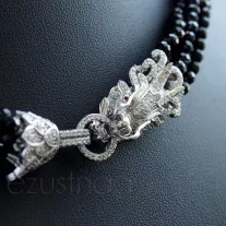 Négy soros spinel nyakék, cirkónia köves sárkány zárszerkezettel