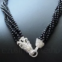 Négy soros spinel nyakék, cirkónia köves sárkány zárszerkezettel