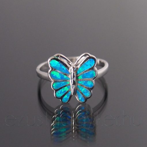Opál gyűrű pillangó kék