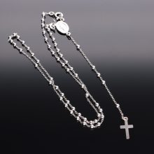 Ezüst rózsafüzér Szűz Mária medállal