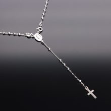 Ezüst rózsafüzér Szűz Mária medállal