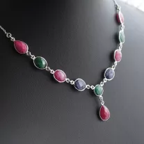 Smaragd, Rubin, Zafír ezüst nyakék