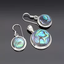 Paua kör Fülbevaló-Medál Ezüst Garnitúra