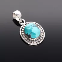 Ovális Türkiz ezüst medál bogyós foglalatban