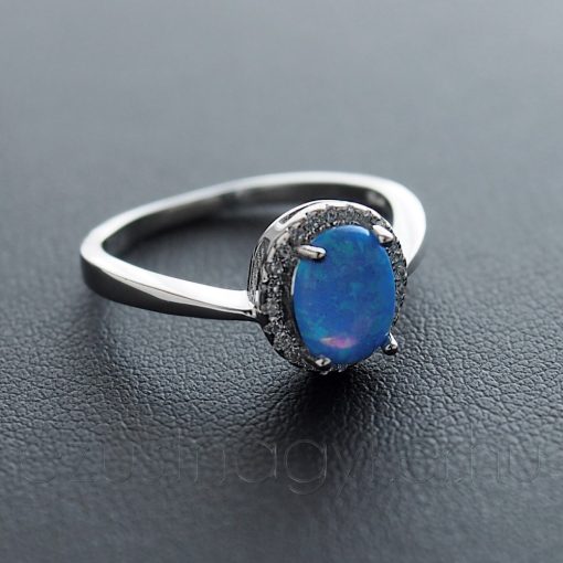 Opál - Cirkónia Ezüst Gyűrű zárt foglalattal