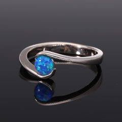 Opál gömb 5 mm Ezüst Gyűrű hullám foglalattal