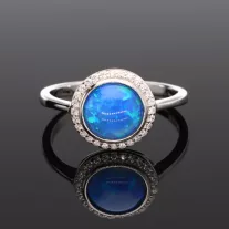 Körbe köves kerek Opál ezüst gyűrű - kék