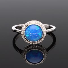 Körbe köves kerek Opál ezüst gyűrű - kék