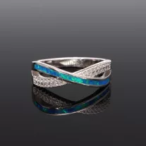 Opál-Cirkónia X ezüst gyűrű - KÉK