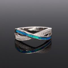 Opál-Cirkónia X ezüst gyűrű - KÉK