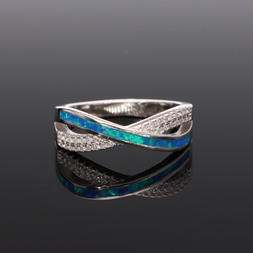 Opál-Cirkónia X ezüst gyűrű - KÉK