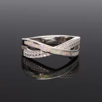 Opál-Cirkónia X ezüst gyűrű - FEHÉR