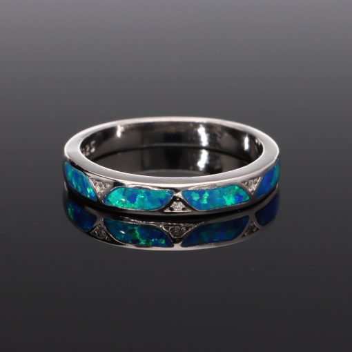 Keskeny Opál-Cirkónia ezüst gyűrű 