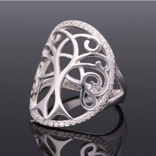 Életfa ezüst gyűrű-körben köves