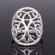 Életfa ezüst gyűrű-körben köves