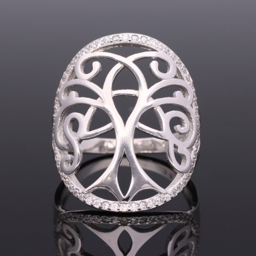 Életfa ezüst gyűrű-körben köves