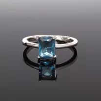 Kék négyzetes cirkónia Ezüst gyűrű