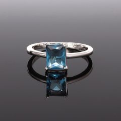Kék négyzetes cirkónia Ezüst gyűrű
