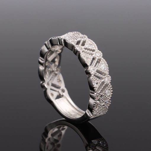 Legyező mintás Cirkónia Ezüst gyűrű