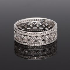 Négyzetes mintázatú Cirkónia Ezüst karikagyűrű