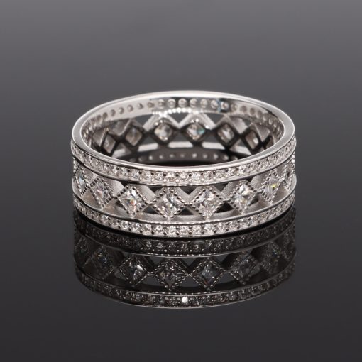 Négyzetes mintázatú Cirkónia Ezüst karikagyűrű