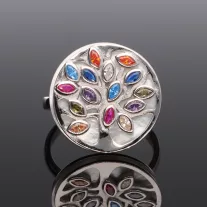 Életfa többszínű Cirkónia-Gyöngyház Ezüst gyűrű 