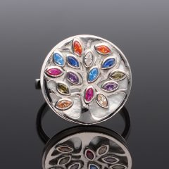 Életfa többszínű Cirkónia-Gyöngyház Ezüst gyűrű 