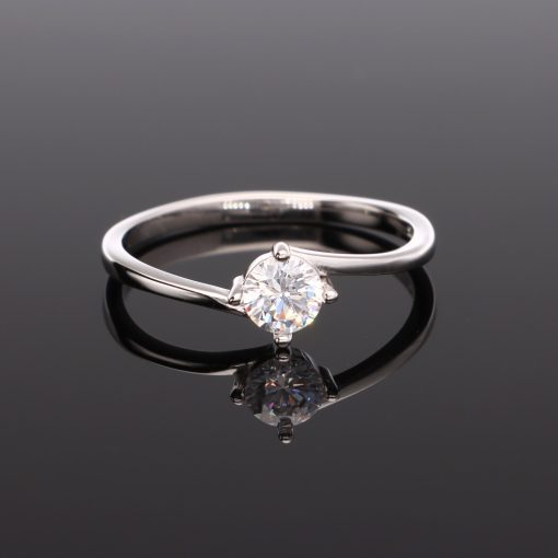 Cirkónia köves szoliter Ezüst Gyyűrű asszimetrikus sínnel