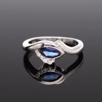 Kék navett Cirkónia Ezüst gyűrű 