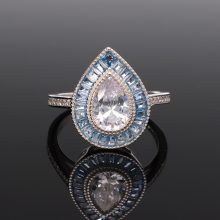 Kék köves Csepp Ezüst gyűrű 