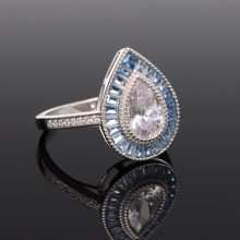 Kék köves Csepp Ezüst gyűrű 