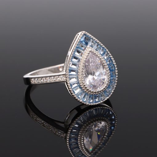 Kék köves Csepp Ezüst gyűrű 