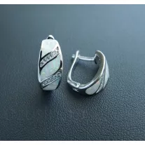 Opál - Cirkónia Francia fülbevaló Fehér Hullám