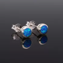 Opál Butonos ezüst fülbevaló, 6 vagy 7,5 mm -  Kék