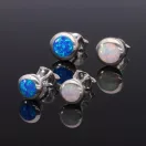 Opál Butonos ezüst fülbevaló, 6 vagy 7,5 mm -  Kék
