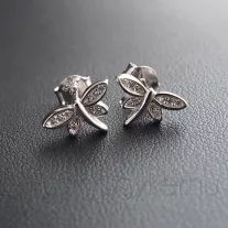 Szitakötő cirkónia ezüst fülbevaló