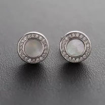 Körbe köves Gyöngyház ezüst fülbevaló