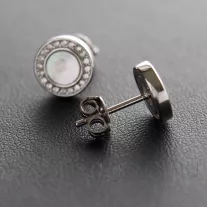 Körbe köves Gyöngyház ezüst fülbevaló