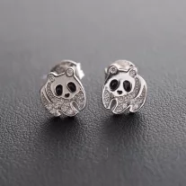Panda bedugós Ezüst fülbevaló