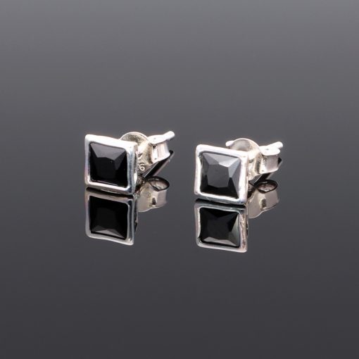 Fekete négyzet butonos cirónia fübevaló - 5x5 mm