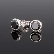 Fekete kör butonos cirónia fübevaló - 7 mm