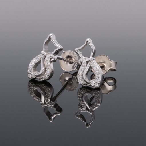 Ezüst Cica Fülbevaló