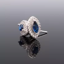 Kék köves navett Ezüst Fülbevaló