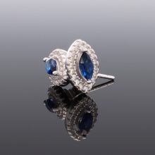 Kék köves navett Ezüst Fülbevaló