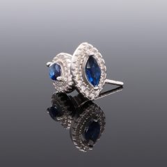 Kék köves navett Ezüst Fülbevaló