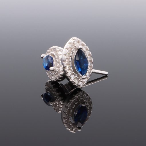 Kék köves navett Ezüst Fülbevaló