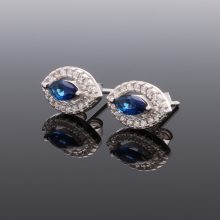 Kék köves navett Ezüst Fülbevaló