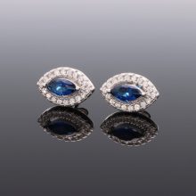 Kék köves navett Ezüst Fülbevaló