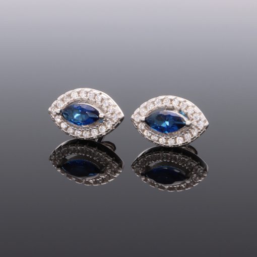 Kék köves navett Ezüst Fülbevaló